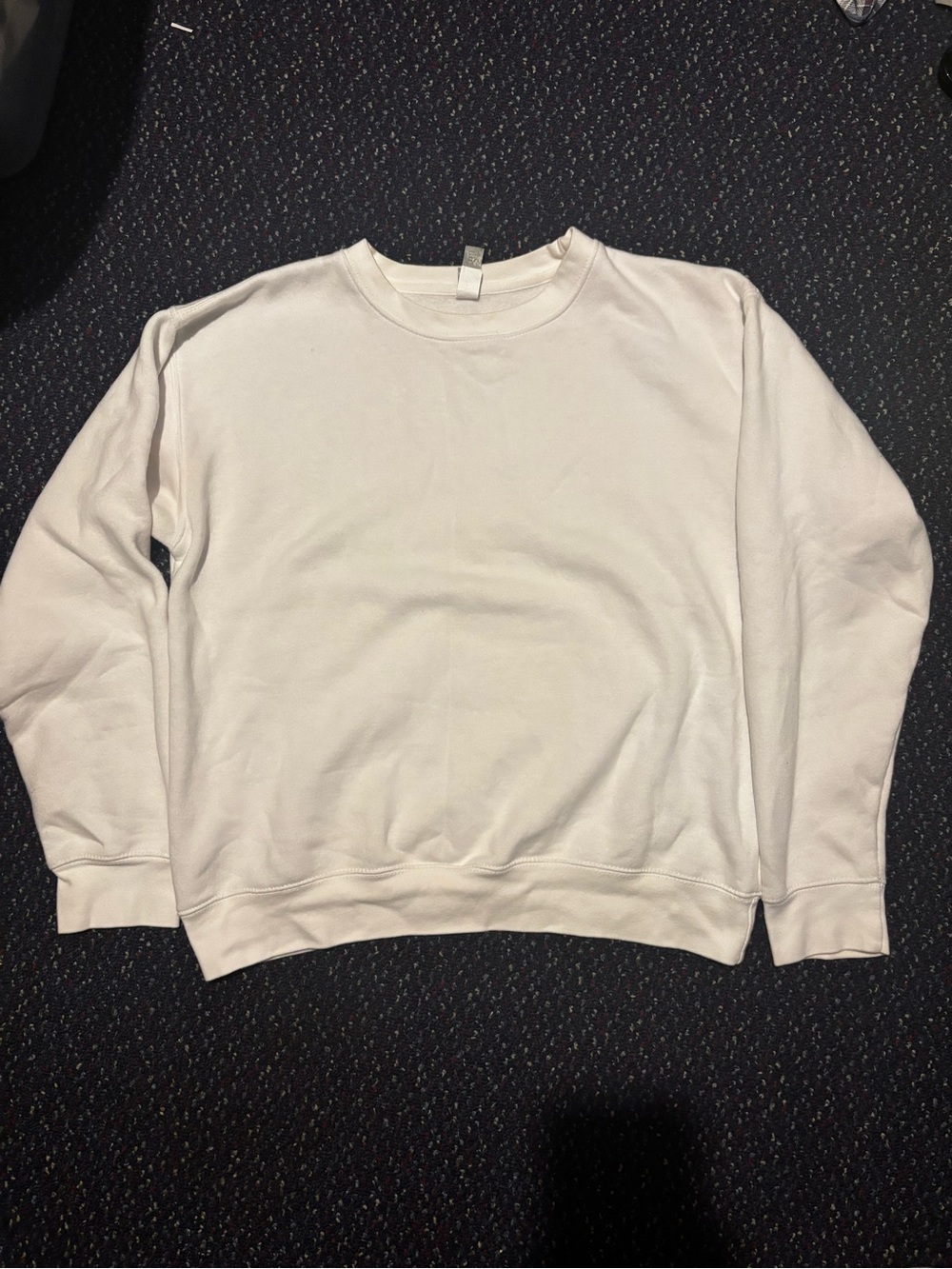 Cotton-Blend White Crewneck Sweater